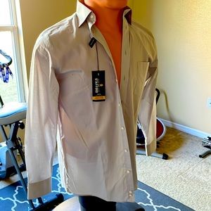 Light grey Stafford brand longsleave button-up dress shirt.